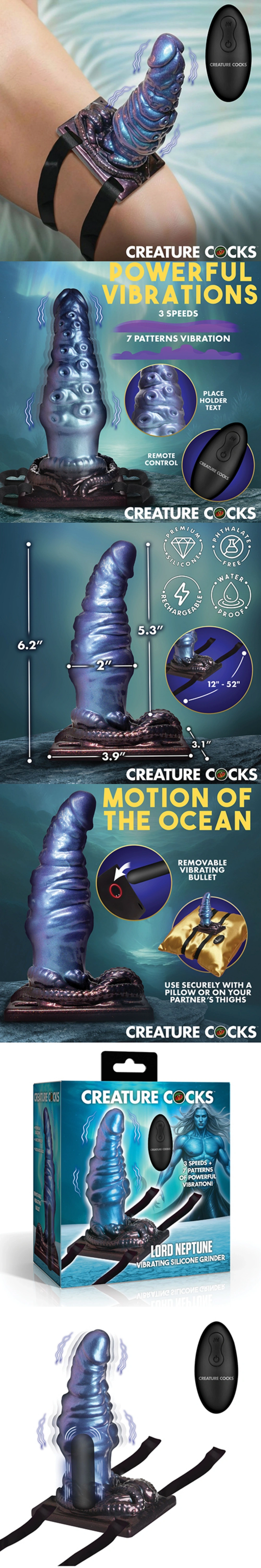 lord neptune vibrating silicone grinder strap on dildo