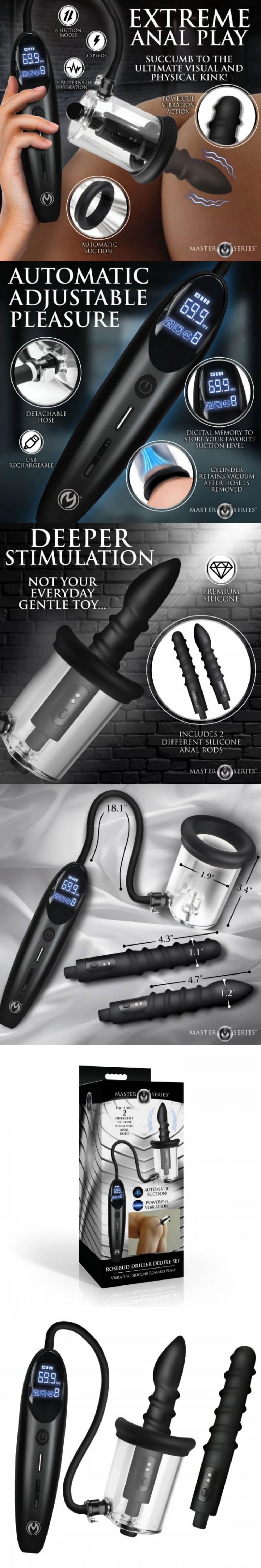 rosebud driller deluxe set vibrating anal sex toy