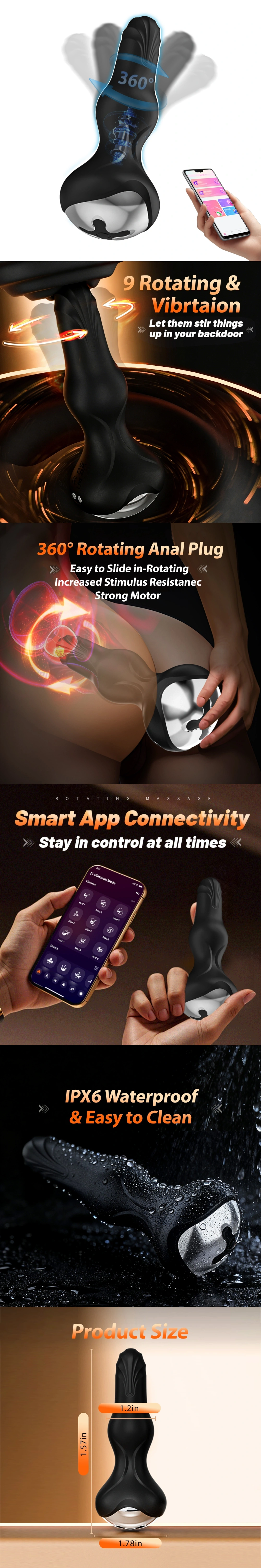 venusfun rotating anal plug vibrating butt plug