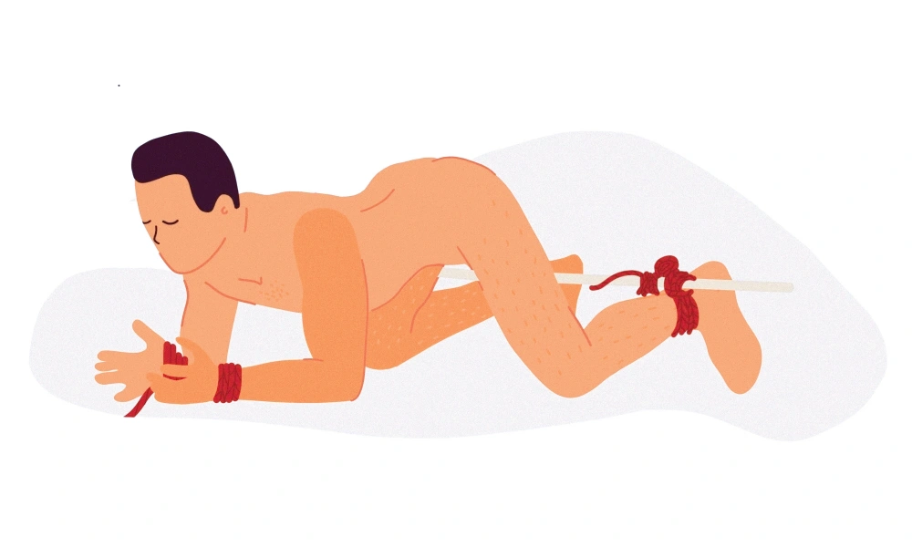 The Puppy Style bondage position with kneeling restraint and structured leg control
