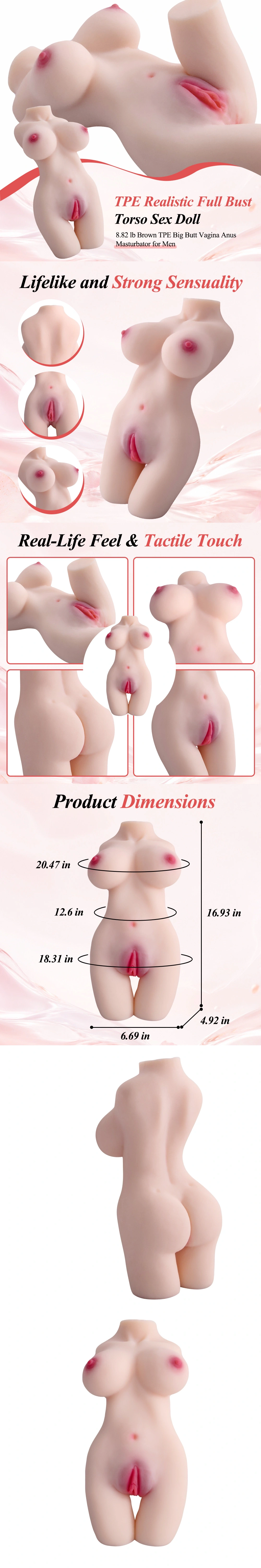 venusfun tpe realistic full bust torso sex doll