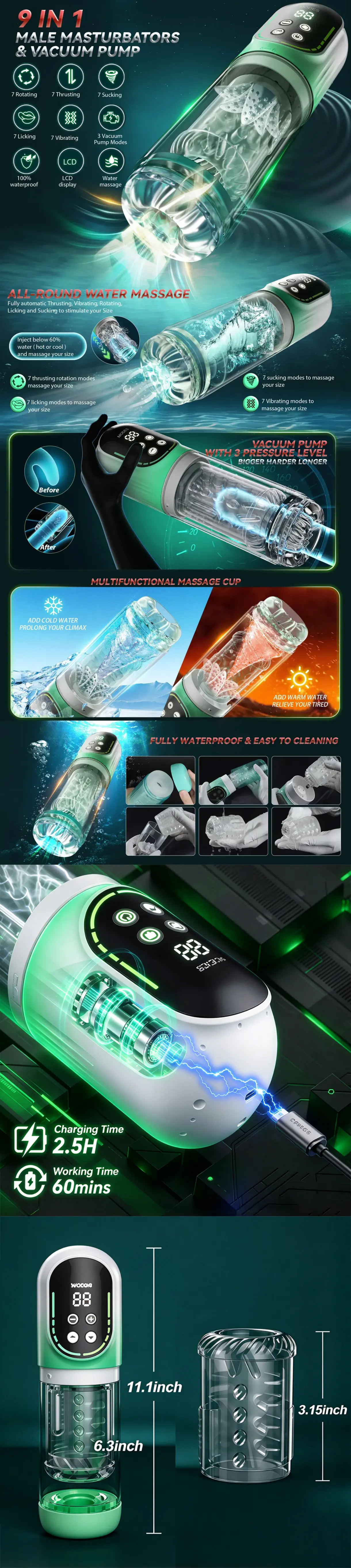 Venusfun Sky Eye 9 in 1 Automatic Male Masturbator with 7 Modes Thrust Rotation Suction Venusfun Sky Eye 9 in 1 Automatic Male Masturbator with 7 Modes Thrust Rotation Suction