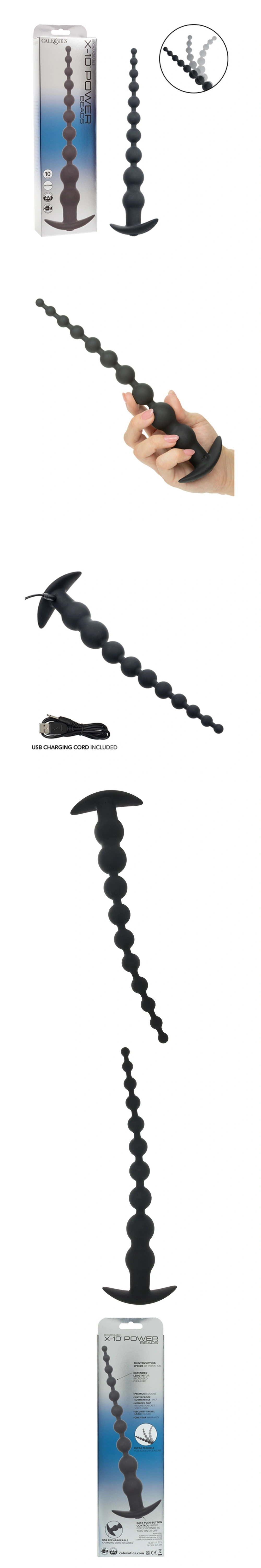 calexotics rechargeable x10 power beads butt plug