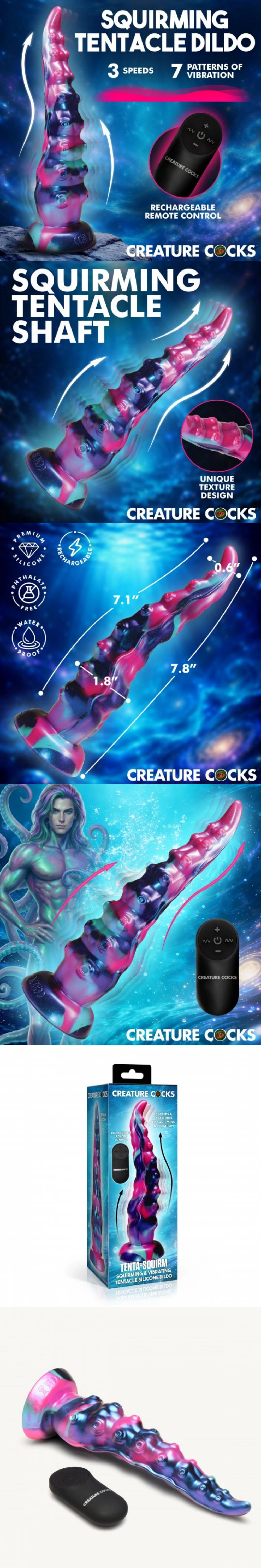 xr brands tenta squirm squirming vibrating tentacle silicone dildo fantasy dildo