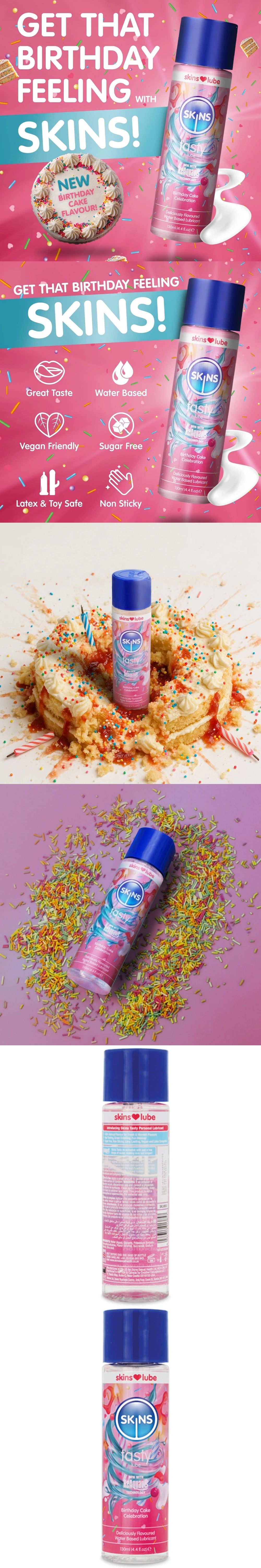 creative conceptions skins water based lubricant birthday cake 4.4 oz for oral sex