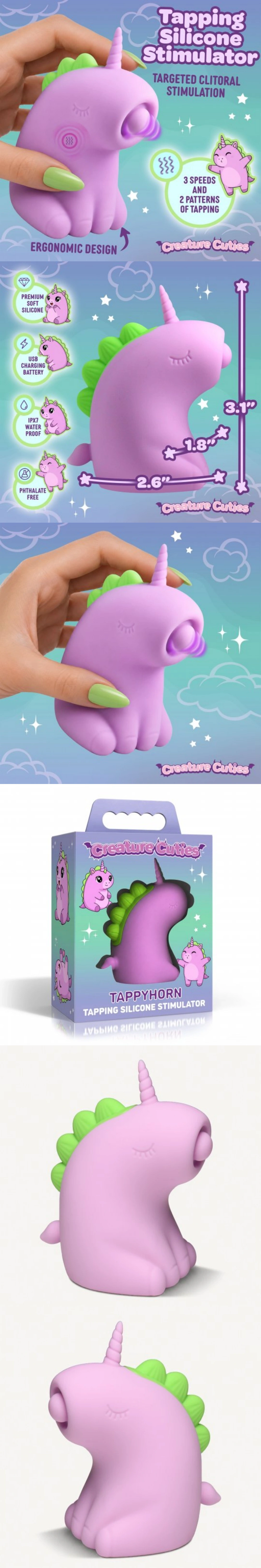 creature cuties tappyhorn tapping silicone stimulator cute clitoral vibrator
