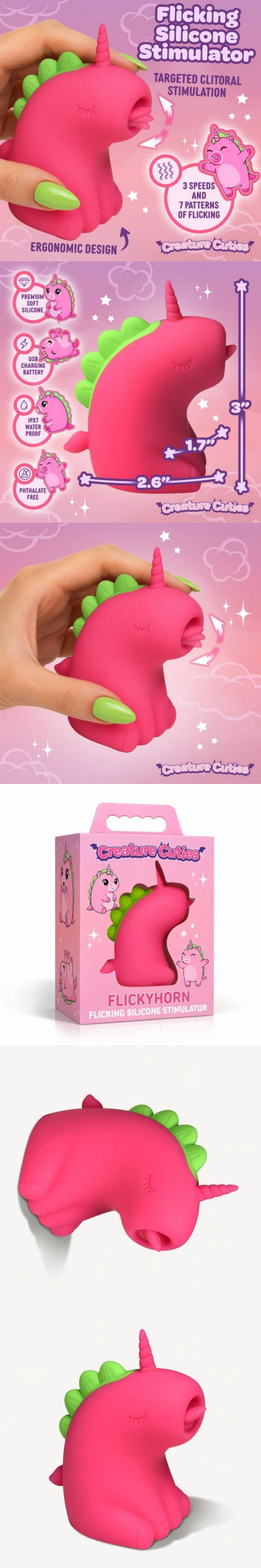 creature cuties flickyhorn flicking tongue licking clitoral vibrator