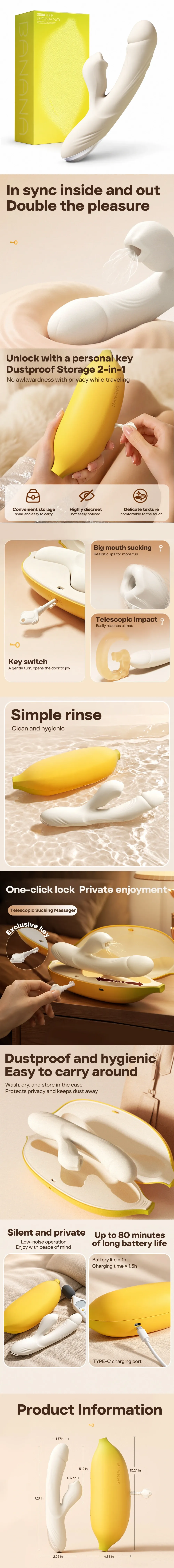 ROSELEX Banana Case App Vibrator Suction Heating Insertable Silicone Toy ROSELEX Banana Case App Vibrator Suction Heating Insertable Silicone Toy