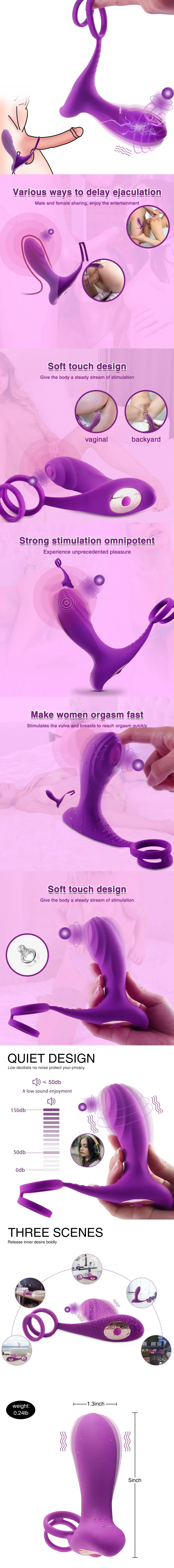 Venusfun Vibrating Butt Plug with Cock Ring Silicone Prostate Massager for Men