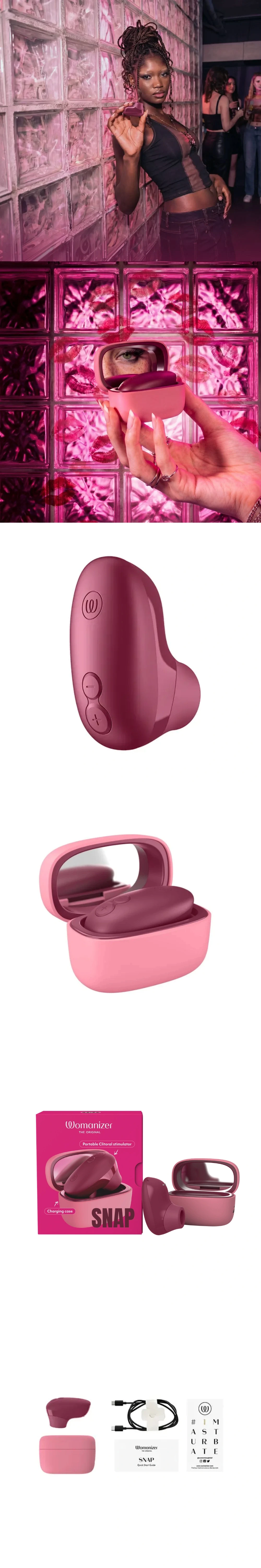 Womanizer Snap Crushed Berry Pleasure Air Clitoral Stimulator with Charging Case