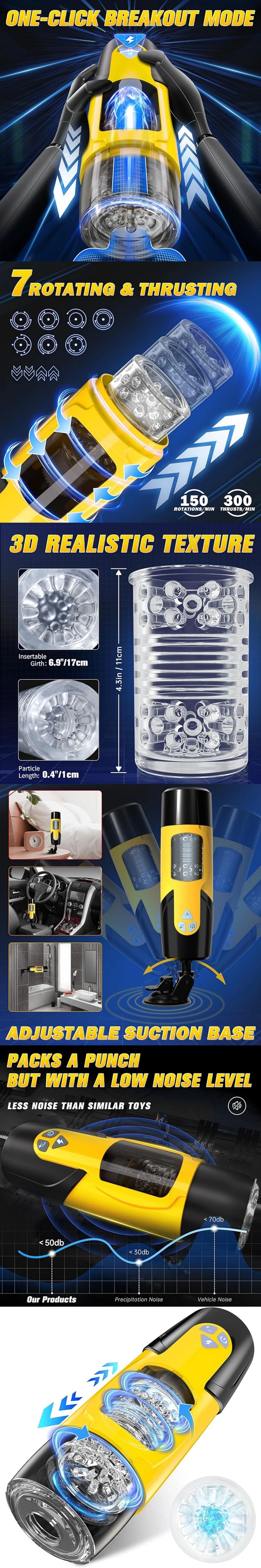 venusfun yellow hands free automatic male masturbator